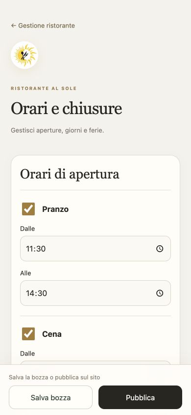 Orari e chiusure