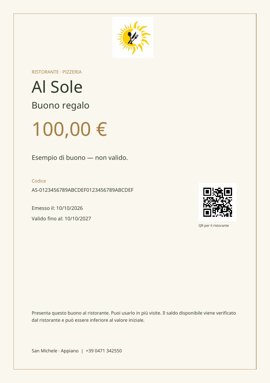 Il buono con QR