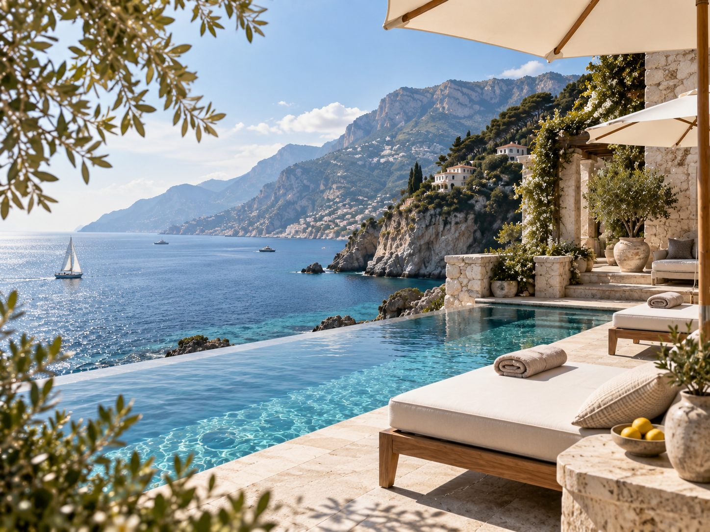 Piscina a sfioro sulla costa mediterranea